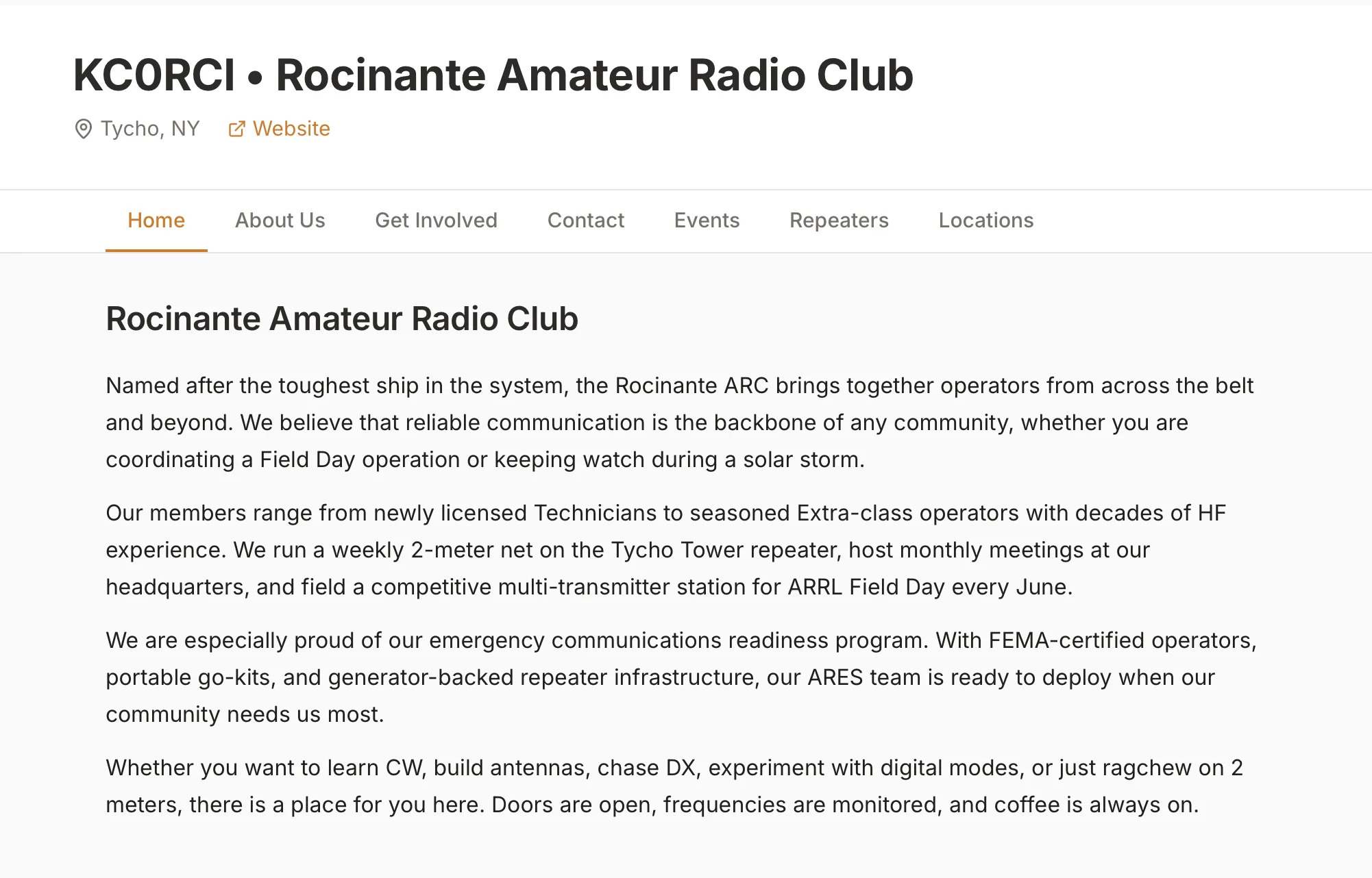 Public club page with custom content