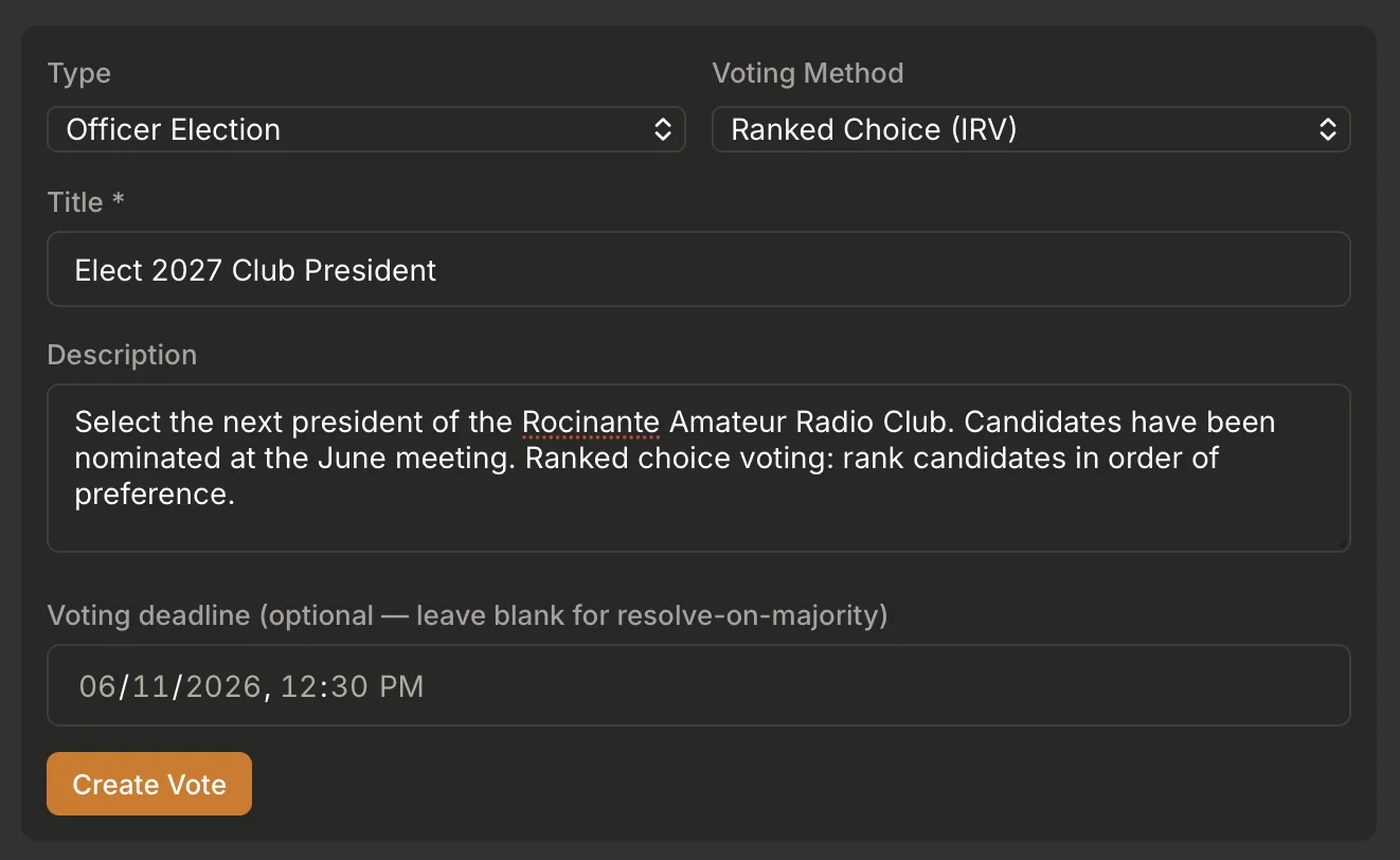 Club election voting methods